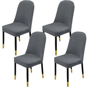Eetkamerstoelhoes, eetkamerstoelhoezen, Stretch eetkamerstoelhoezen, afneembare stoelhoes met elastische onderkant gebogen rugleuning stoelhoezen wasbaar for woonkamer-roze-set van 2(Color:Dark Grey)