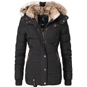 MARIKOO winterjas voor dames, gewatteerde jas, Nekoo, XS-XXL, zwart, M