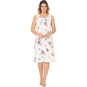 e.FEMME® Damesnachthemd Jana 504 van 100% katoen, wit/aubergine, 46