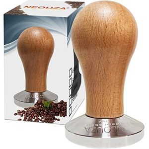 NEOUZA Koffiemachine Espresso Tamper Barista Koffiepoeder Bonenpers Houten Handvat RVS Platte Basis 51mm