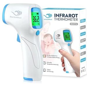 BerkeMed Koortsthermometer, contactloos, infrarood voorhoofdthermometer, koortsthermometer voor baby's, kinderen en volwassenen, digitale thermometer, directe nauwkeurige meetwaarden, lcd-display, wit