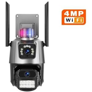 Bewakingscamera, 9MP Drie Lens IP 8X Zoom Camera Video Surveillance Outdoor Dual Screen Security Cam Auto Tracking Video Surveillance(4MP+4MP Camera)