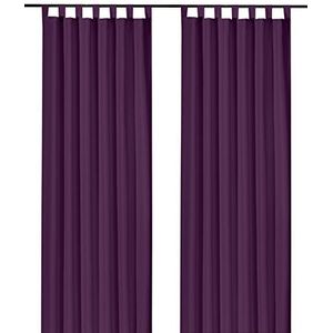 heimtexland ® Type 117, decoratief gordijn met lussen en plooiband, effen in lila HxB 175x140 cm, ondoorzichtig maar lichtdoorlatend - gordijn natuurlijk mat violet eenkleurig met prachtige lichte val - lusgordijn, bandsjaal, ÖKOTEX gordijn