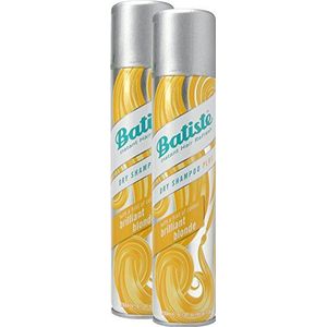 Batiste Droogshampoo Dry Shampoo Brilliant Blonde met een vleugje kleur voor blond haar, fris haar voor alle haartypes, verpakking van 2 (2 x 200 ml)