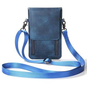 Case Cover-holster Kleine Crossbody Bag Multi rits Messenger Bag Lichtgewicht schoudertas Functioneel Purse, Schouder Crossbody Bag GSM-zakje telefoonhouder (Color : Blu)