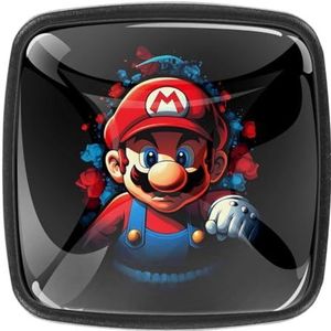 JYPLUSH voor Mario vierkante kastknoppen met schroeven (4 stuks) - ABS & glazen lade trekhandvat 3 x 2 x 2 cm - Set van 4 vierkante knoppen voor kasten en laden