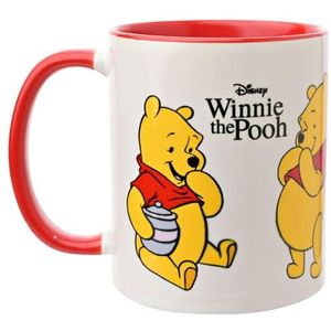 Widdop and Co. Disney Winnie The Pooh mok - rood/witte thee en koffie geglazuurd steengoed pictogrammen en schurken drinkbeker - officieel gelicentieerde Disney-merchandise (325ml/11oz).