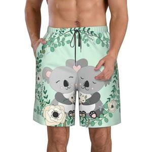 Zwart Wit Muziek Opmerking Print Heren Zwemmen Shorts Trunks Mannen Sneldrogende Ademend Strand Surfen Zwembroek met Zakken, Koala, XXL