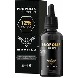 maorika Propolis Tinctuur alcoholvrij met 12% zuiver extract, 30 ml, propolis druppels, oplosbaar in water van 100% natuurlijke oorsprong, hoogwaardige imkerkwaliteit, laboratorium gecertificeerd