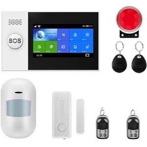 Huisbeveiligingssysteem, GSM Home Inbraakalarmsysteem IP Camera PIR Bewegingssensor Deursensor Beveiliging Alarmkit APP Controle(W4B10)