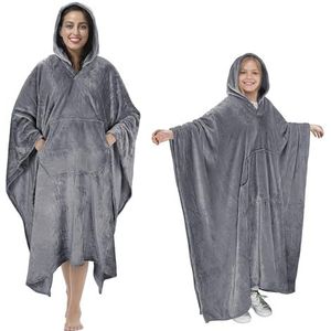 Catalonia Classy Draagbare deken poncho voor volwassenen, vrouwen, mannen, wikkeldeken, cape met tas, warm, zacht, behaaglijk, knuffelig