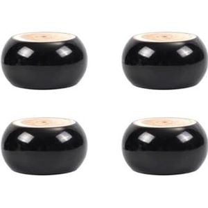 4 stuks bankpoten zwart massief houten meubelpoten for salontafel kast dressoir bed houten voeten ronde vervanging benen Cheerfully (Color : Black-4CM-4PCS)