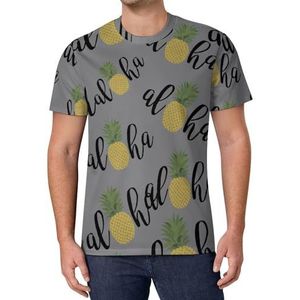 Hawaii Aloha Pineapple T-shirt met korte mouwen voor heren, casual ronde hals, modieus, zomertops