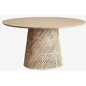 SKLUM Ronde eettafel in mango- en rotanhout (Ø140 cm) Suzane Licht mangohout