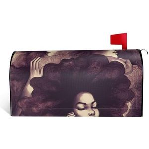 GTKSYNVE Afrikaans Haar Zwarte Vrouwen Brievenbus Covers Magnetische Standaard Maat 21x18 inch Decoratieve Brievenbus Wraps Waterdichte Post Brief Box Cover Gepersonaliseerde Brievenbus Covers voor