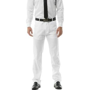 Hoerev Linnen zomerbroek voor heren, casual broek, wit, 34