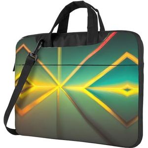 SSIMOO Gekleurde strepen verticale stijlvolle en lichtgewicht laptop messenger bag, handtas, aktetas, perfect voor zakenreizen, Abstract geometrisch, 14 inch