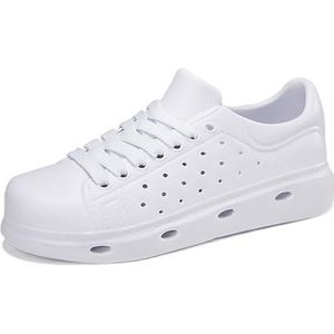 kumosaga Damesmode Sneakers, 2024 Nieuwe Lichtgewicht & Ademende EVA Sneakers, Antislip Vetersluiting Comfortabele Casual Wandelschoenen for Dames Heren(White1,38 EU)