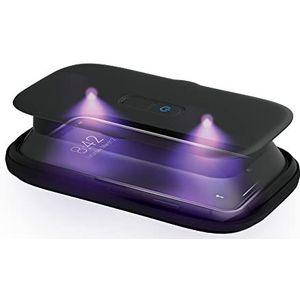 HoMedics SAN-PH100-BK UV-Clean Telefoonontsmetter – Smartphone Desinfectie Doos Reinigt tot 99,9% Bacteriën & Virussen, Supersnel, UVC ledlichten, Vrij van Kwik & Chemicaliën, Draagbaar, Oplaadbaar - Zwart