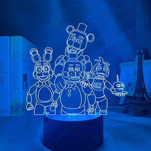 Zhongkaihua FNAF LED Nachtlampje, FNAF Gift Speelgoed Decor LED Nachtlampje Lamp 7 Kleuren Touch Control USB Aangedreven Party Decoratie Lamp voor Home Decor Xmas Verjaardagscadeaus