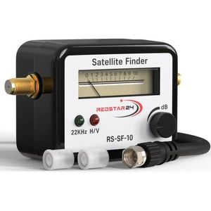 RedStar24 Satfinder – Digitale SAT-signaalmeter met akoestisch signaal & F-connector kabel – Ideaal voor het uitrichten van uw satellietschotel – Geschikt voor alle digitale satellieten