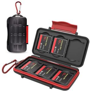 Kiorafoto CF x 6 Geheugenkaarthoesje Professioneel Waterbestendig Anti-schok Houder Opslag CF Compact Flash Geheugenkaarthoesje Beschermer Hoesje Met Karabijnhaak, Compact en Draagbaar