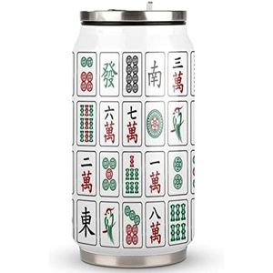 Chinese Mahjong Reizen Mok met Deksel Coke Cup Geïsoleerde Tumbler Water Fles Thee Cup Voor Vrouwen Mannen