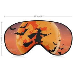 Silhouet Halloween Middernacht Heks Vliegend Slaapmasker met Verstelbare Riem, Comfortabel Zacht Oogmasker Slaaphulp, Lichtblokkerende Oogmaskers