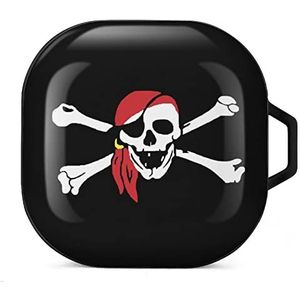 Schedel en kruisbeenderen piraat oordopjes hoesje compatibel met Samsung hard shell beschermhoes zwart stijl