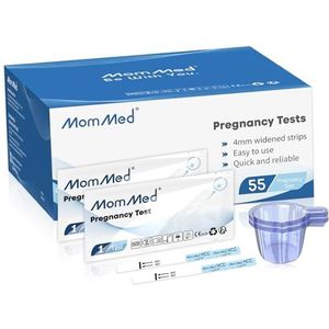 MOMMED Zwangerschapstests (HCG55), 55 stuks vruchtbaarheidstest voor vrouwen met bonus 55 urineopvangbekers; snelle en betrouwbare zwangerschapsteststrips, meer dan 99% nauwkeurigheid teststrips voor
