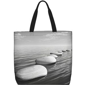 OdDdot Grijze Zen Stones Foto Print Tote Bag, Hobo Bag Crossbody Tas Voor Vrouwen Grote Capaciteit Mama Tas Schoudertas, Grijze Zen Stones Foto, Eén maat