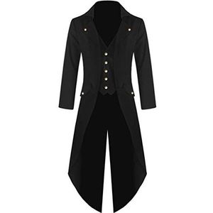 KEERADS Herren Vintage jas steampunk gothic jas Victoriaanse lange mantel carnaval cosplay kostuum smoking jas uniform