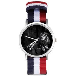 Zwart En Wit Leeuw Automatisch Horloge Voor Mannen Vrouwen Mode Quartz Horloge Armband Polshorloge Voor Thuiskantoor
