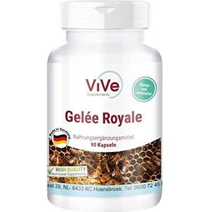 Gelée Royale 500 mg - 90 capsules - Gestandaardiseerd op 4% 10-HDA - Hoogwaardige kwaliteit volgens ISO-norm - Zacht gevriesdroogd | Kwaliteit uit Duitsland ViVe Supplements