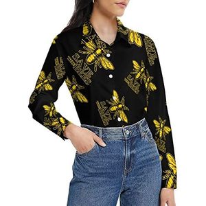 Save The Bees damesshirt met lange mouwen en knoopsluiting casual werkshirts tops XL