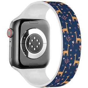 Solo Loop Band Compatibel met All Series Apple Watch 42/44/45/49mm (Romantische Giraffe Stijlvol 3) Rekbare Siliconen Band Strap Accessoire, Siliconen, Geen edelsteen