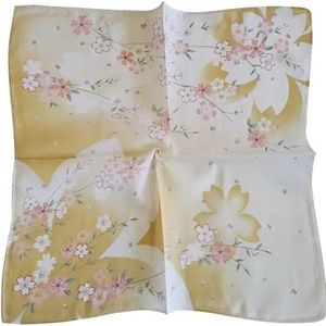3 stuks 45x45cm vierkant katoen kersenbloesem bloem gedrukt dames zakdoek vrouwen gezicht handdoek feestcadeau (Color : Yellow)