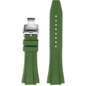 Fit for Casio GA-2100 GA-2110 Zachte Rubberen Horlogeband for G-SHOCK GM-5600 GA2100 GM2110 Quick release Sport Siliconen Horlogeband Armband (Color : Green-silver Folding, Size : 16mm)
