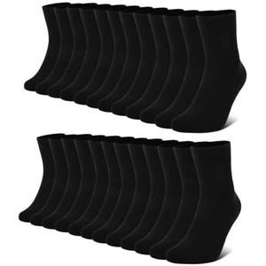 FALARY 12 paar sokken, voor heren, dames, katoenen heren-/damessokken, zwart-wit, sportsokken, ademend, Zwart-12 paar, 35/38 EU