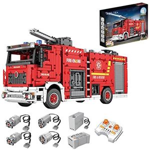 Technic Brandweerwagen-bouwstenenset, grote brandweerauto, afstandsbediening, bouwstenen, brandweerwagen met waterspray, compatibel met Lego (2888 stuks)