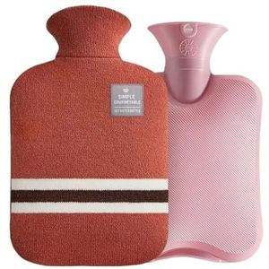 Warmwaterkruik met gebreide hoes, duurzame warmwaterkruik van 1 l / 2 l voor pijnverlichting, warmwaterkruik voor pijnverlichting, warme koude therapie, hand- en voetenwarmer warmwaterzak (HWB01-1L -