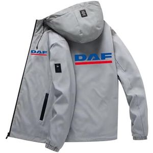 Herenmode Hoodie met rits en capuchon voor DAF Sport Fitness Sweatshirt Lente Herfst Casual Pullover Jas Vest met lange mouwen en zak,Grey- 3XL