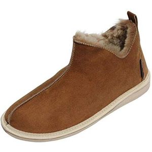 Hollert Heren lamsvacht pantoffels Prinz bontschoenen 100% Merino schapenvacht voor welbehagen - warm, ademend, bruin, 44 EU