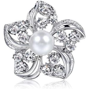 Kleine Mode Legering Diamant Parel Bloem Kraag Broches Voor Vrouwen Bruiloften Party Casual Broche Geschenken-Rose Goud Kleur