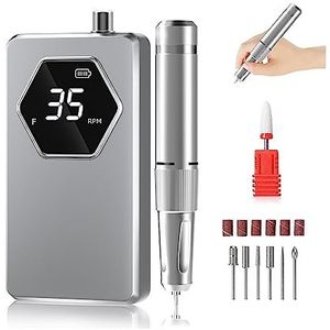 Elektrische nagelvijl, Professionele elektrische nagelboormachine, draagbare oplaadbare 35000 RPM nagelboor met HD-scherm, manicurepolijstgereedschap voor zowel natuurlijke als kunstnagels