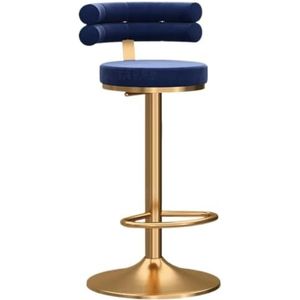 Barkrukken Barstoelen, Moderne In Hoogte Verstelbare Barkrukken Met Fluwelen Draaibare Verstelbare Krukstoel Aan De Achterkant Voor Thuis Keukenstoelen(Blue)