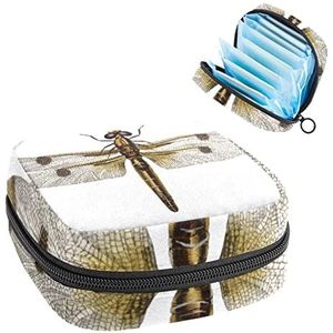 Maandverband Opbergtas,Draagbare maandverband Opbergzak,Bruine Libel, Meerkleurig, 4.7x6.6x6.6 in/12x17x17 cm
