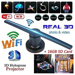 3D Hologram Fan, Hologram Fan Projector, 3D-hologram-projector LED Ventilator Licht WiFi Sign Reclame Display Holografische Imaging Lamp Speler Remote Ondersteuning Video voor Winkel/Bar/Kerstmis/Hall