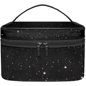 Make-up Organizer Bag, Reizen Make-up Tas Organizer Case Draagbare Cosmetische Tas voor Vrouwen en Meisjes Toiletries Zwart Sterrenhemel, Meerkleurig, 22.5x15x13.8cm/8.9x5.9x5.4in