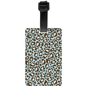 Blauwe en bruine luipaard gevlekte dieren afdrukken, bagagelabels PVC naamplaatje reiskoffer Identifier ID-tags duurzaam bagagelabel